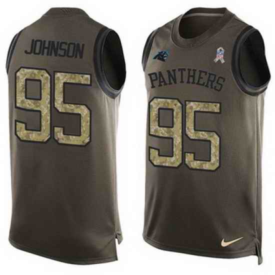 Nike Panthers #95 Charles Johnson Green Mens Stitched NFL Limited Salute To Service Tank Top Jersey